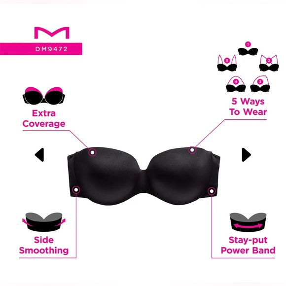 Maidenform Full Coverage Strapless / Multi Strap Underwire Bra - Picture 11 of 16